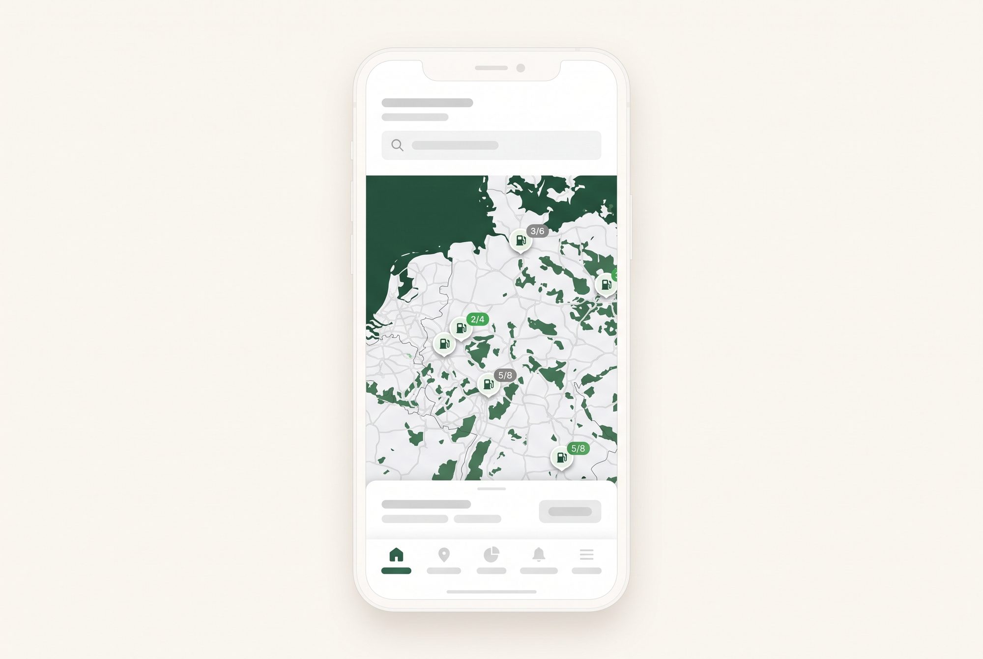 App-Kartenansicht mit Echtzeit-Verfügbarkeit