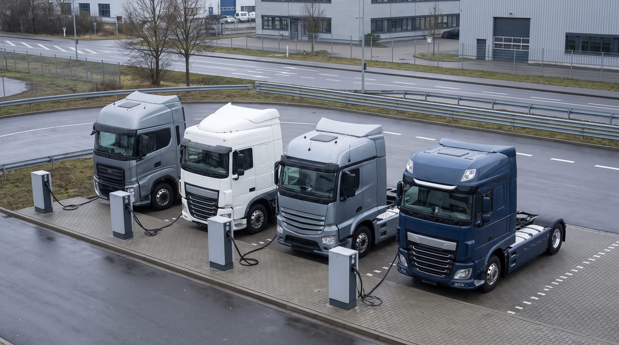 Gemischte E-Lkw-Flotte (verschiedene OEMs) am selben Ladepark