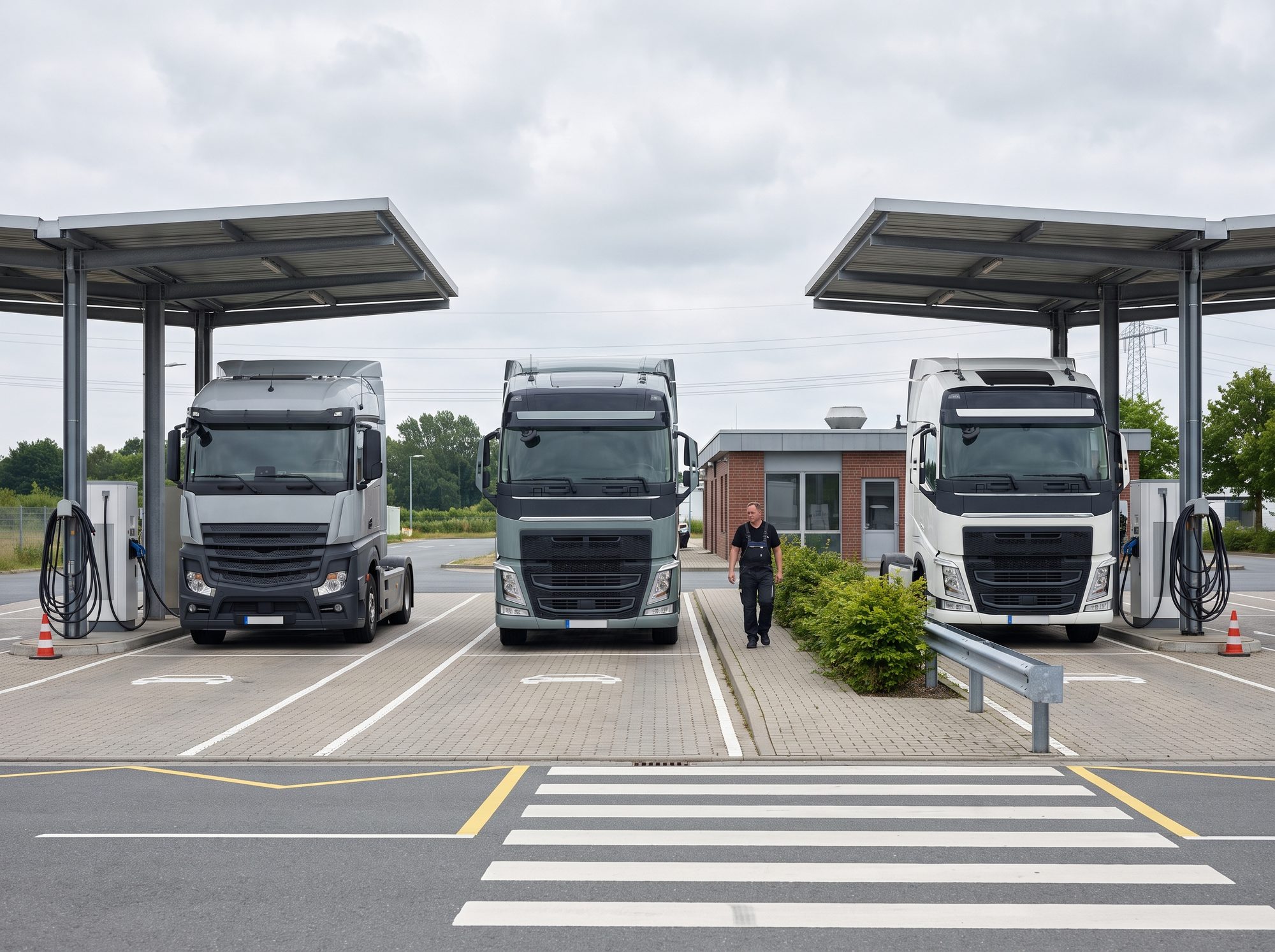 Referenzstandort in Betrieb (E-Lkw laden, sauberer Ablauf)