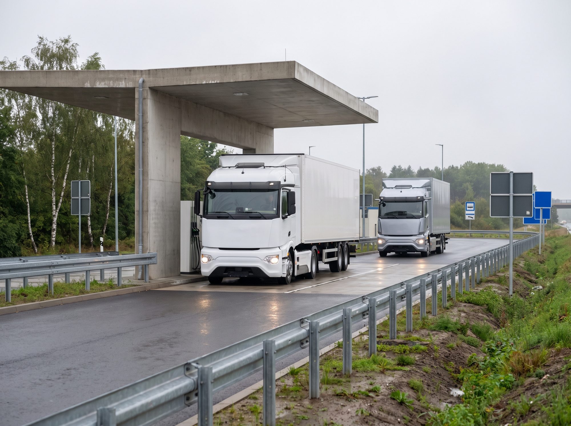 Fahrer fährt aus der Bucht, nächster wartet