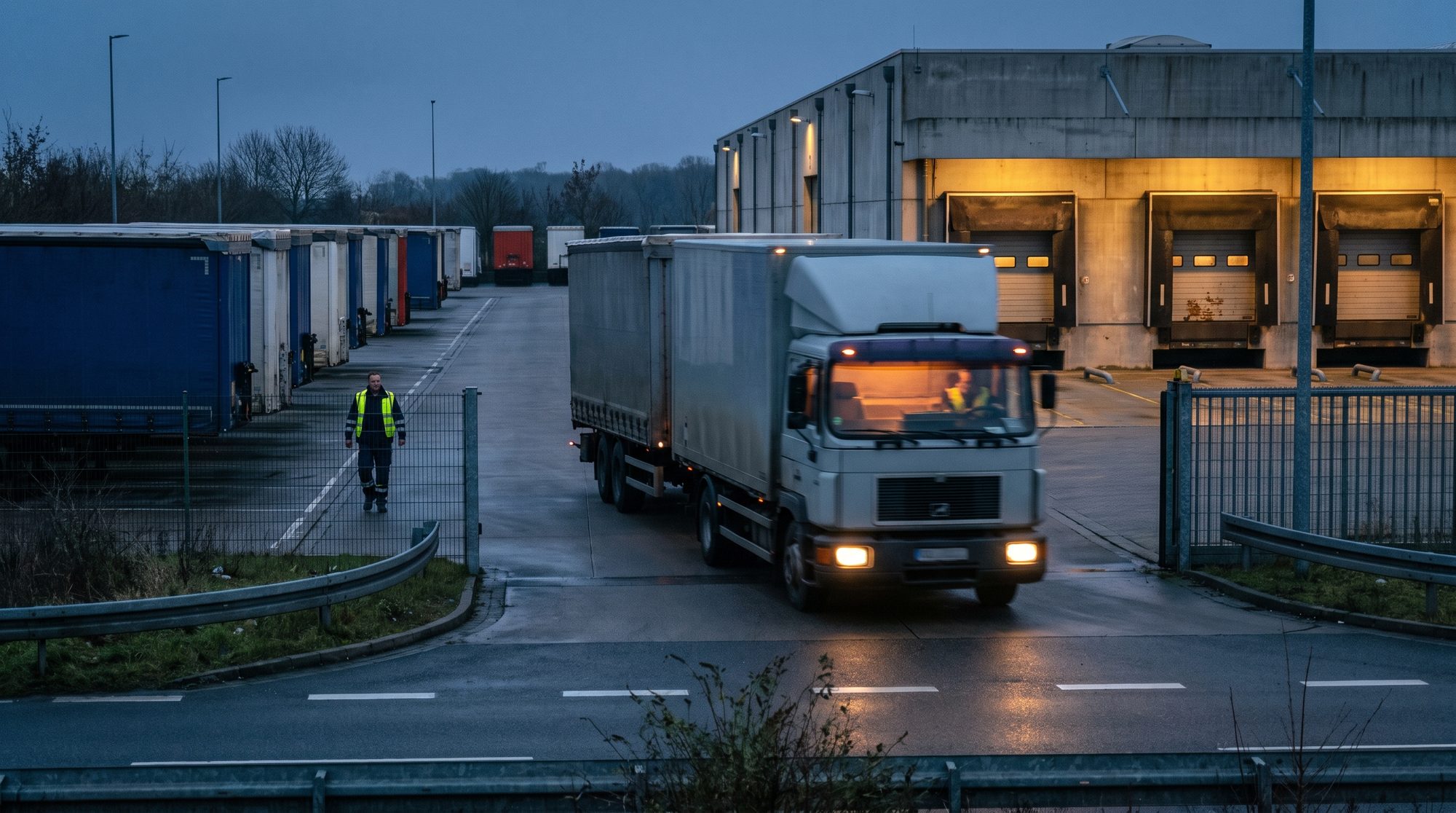 Reportage: Logistikalltag / Lkw-Flotte / Hafen — verbindet Logistik-Herkunft mit E-Zukunft