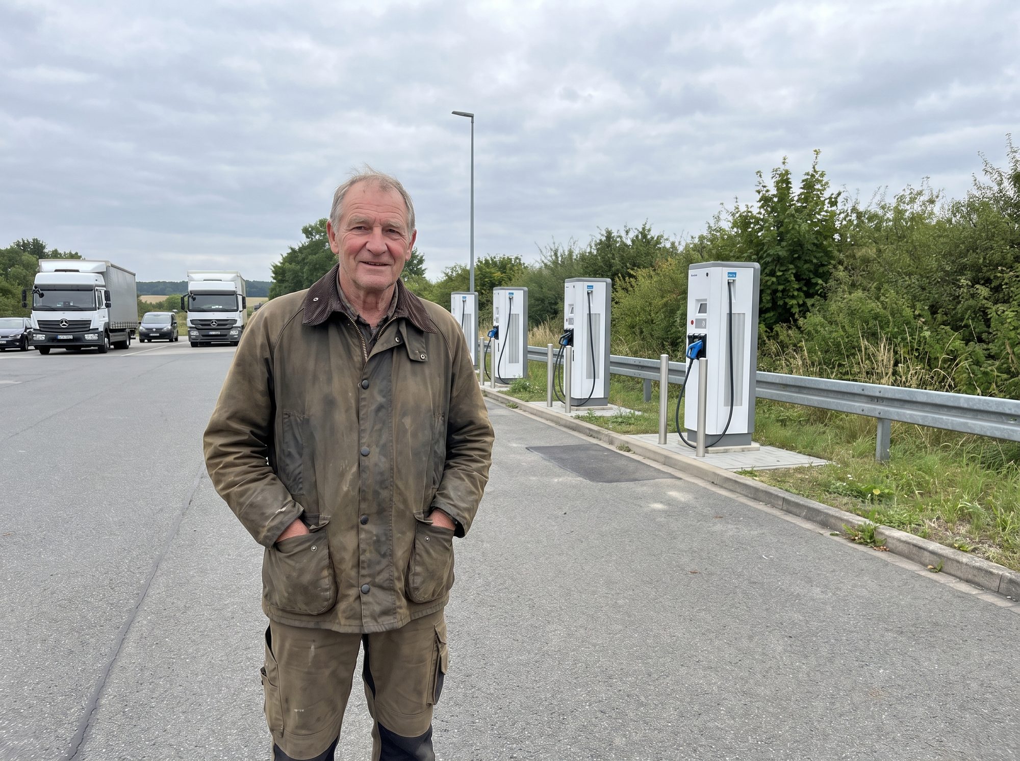 Referenz-Standortpartner vor „seinem" Ladepark (Reportage-Stil)