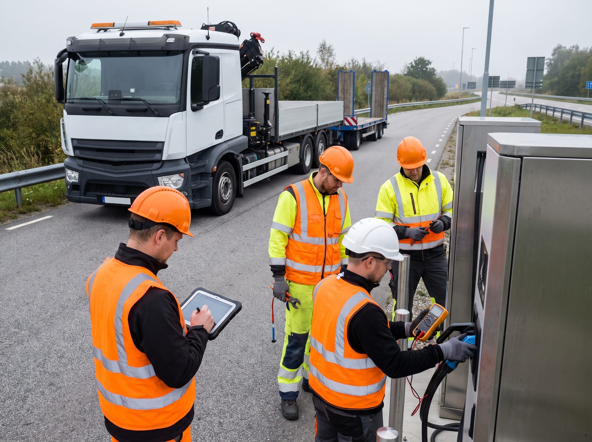 ElectroFleet-Bauteam an der Ladeinfrastruktur